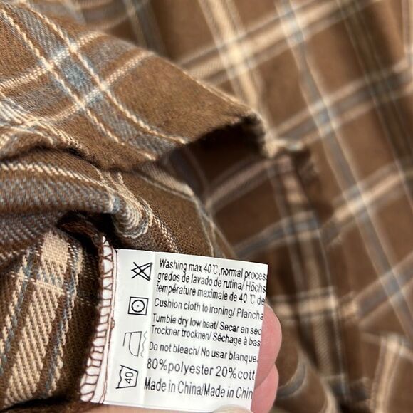 Hotouch Brown Plaid Button front flannel shirt NWT size medium - Picture 10 of 11